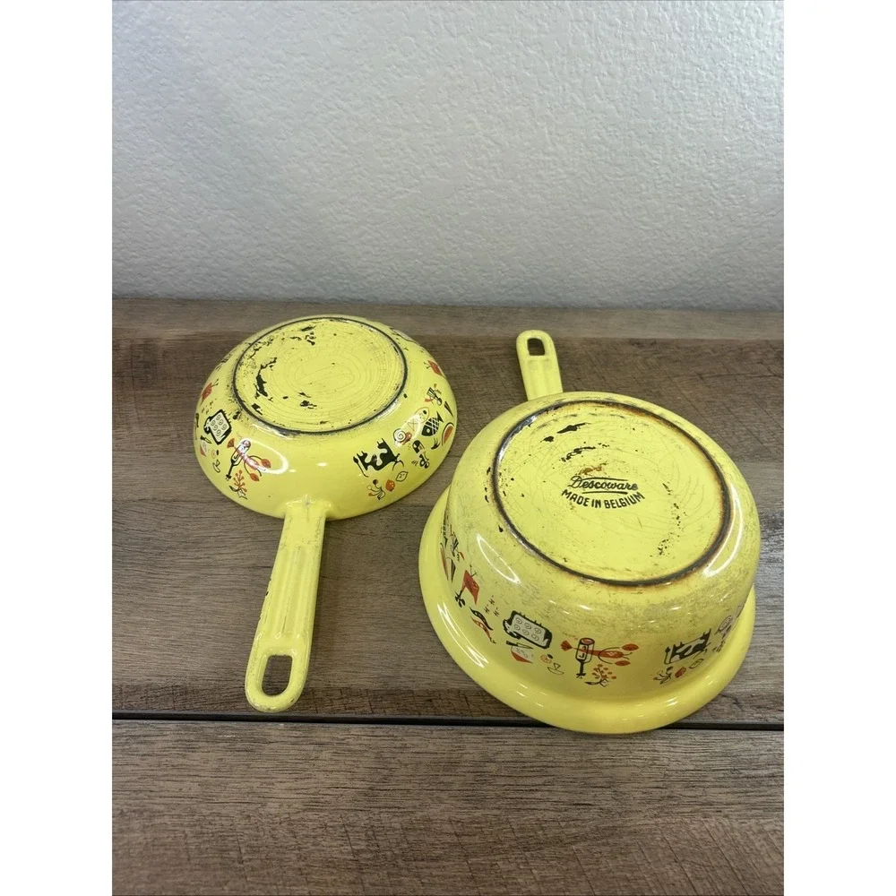 1950's Descoware Robert Markley / Enamel  Coated Cast Iron Pot‎ and Pan
